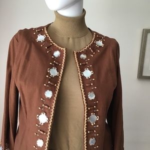 Elegant Brown Embellished Women's Jacket